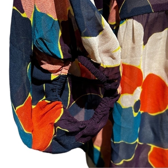 🌻BCBGeneration Floral Semi-Sheer Tie-Up Peplum Boho Blouse Size Medium - Picture 8 of 11